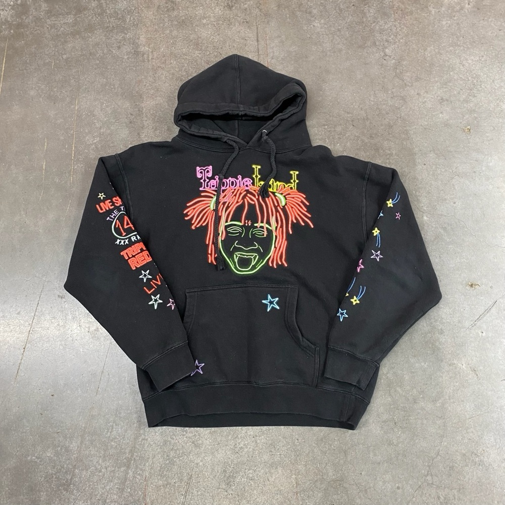 Trippie Redd Neon Tour Hoodie Black Merch Pullover Sweatshirt Mens M‎